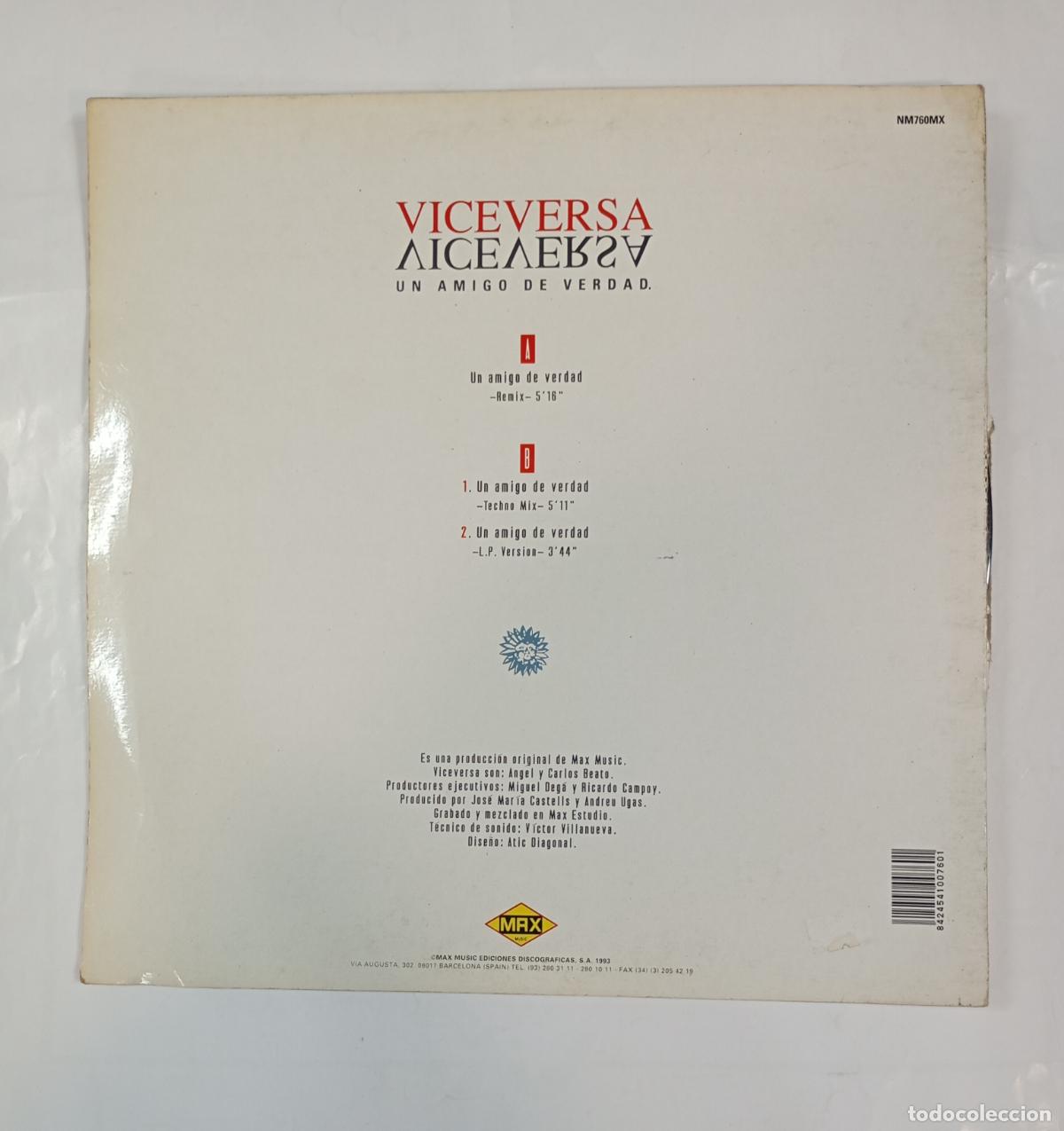 Discos de vinilo: Viceversa - Un Amigo De Verdad. MAXI-SINGLE. TDKDA14 - Foto 2