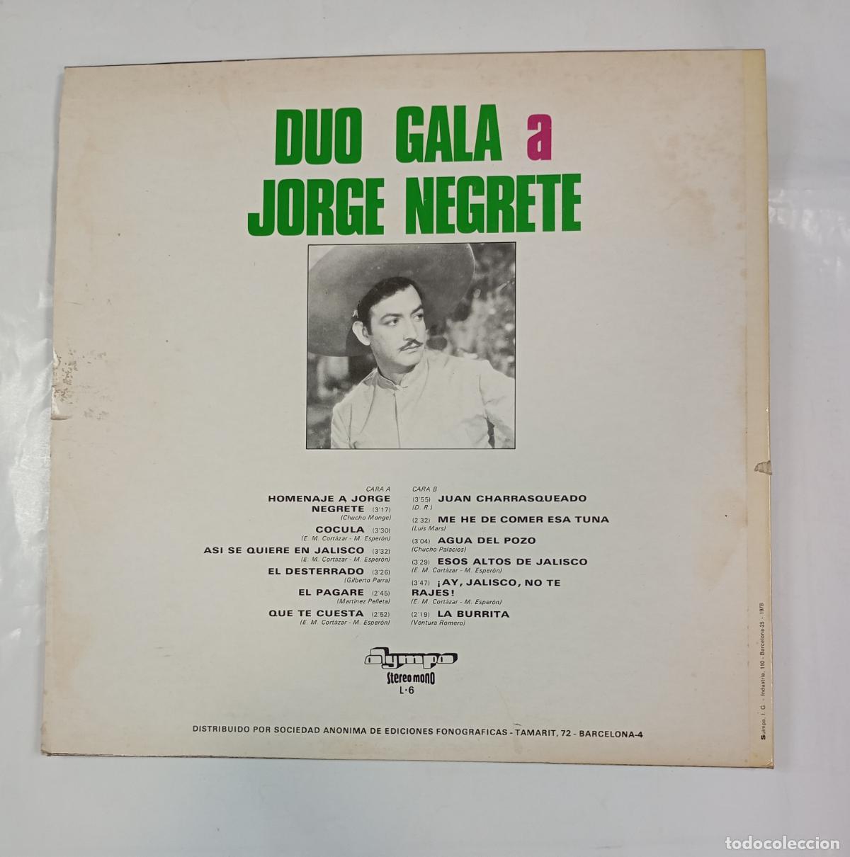 Discos de vinilo: Duo Gala a Jorge Negrete. LP. TDKDA86 - Foto 2