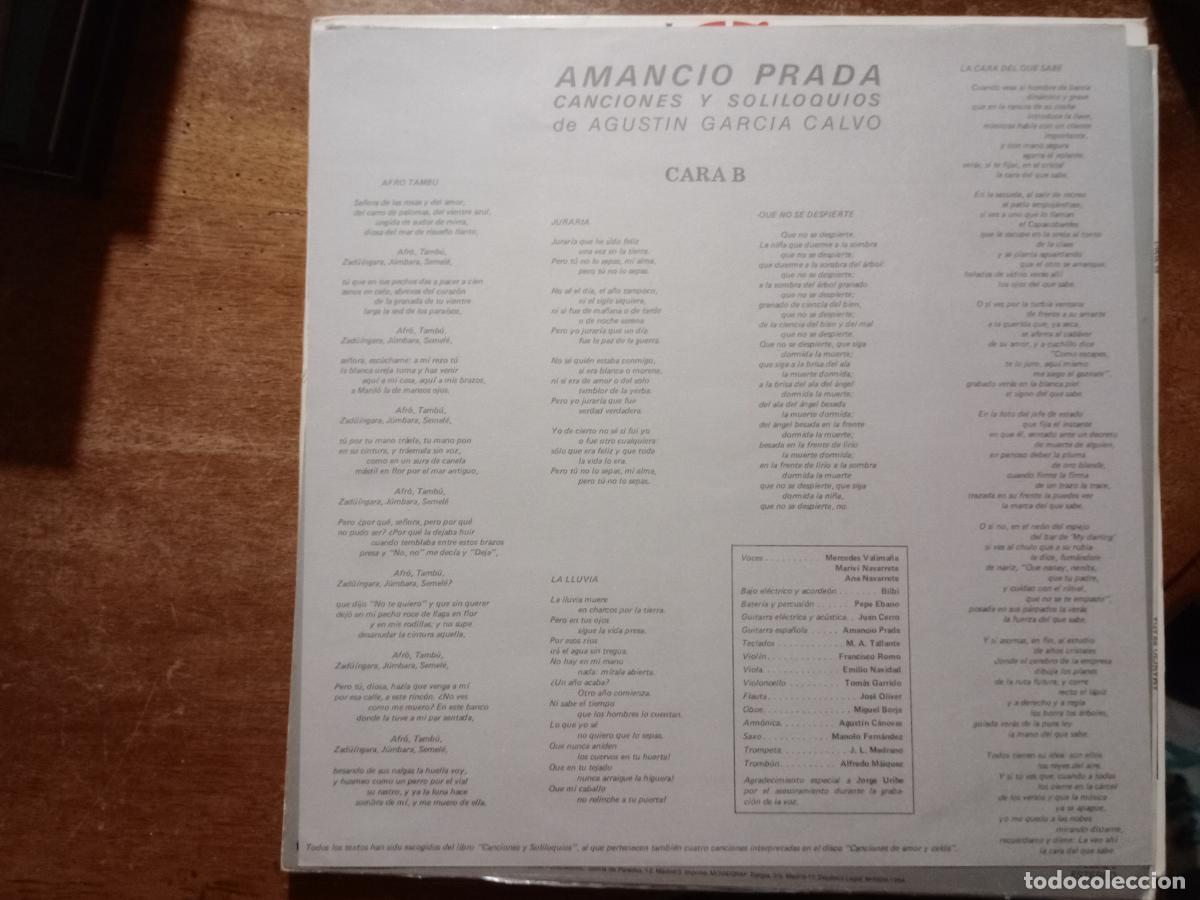 Discos de vinilo: Amancio Prada - canciones y soliloquios - Foto 4