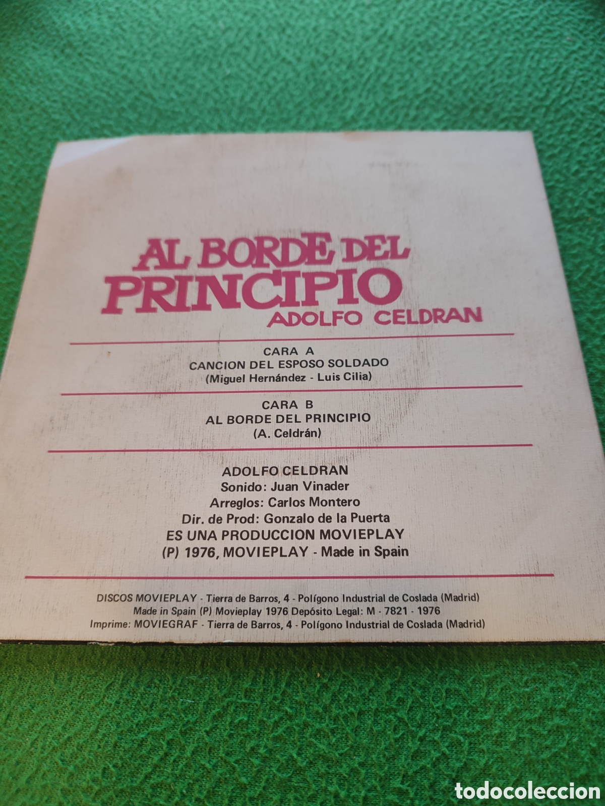 Discos de vinilo: Adolfo Celdran - Canci&oacute;n del esposo soldado - Foto 2