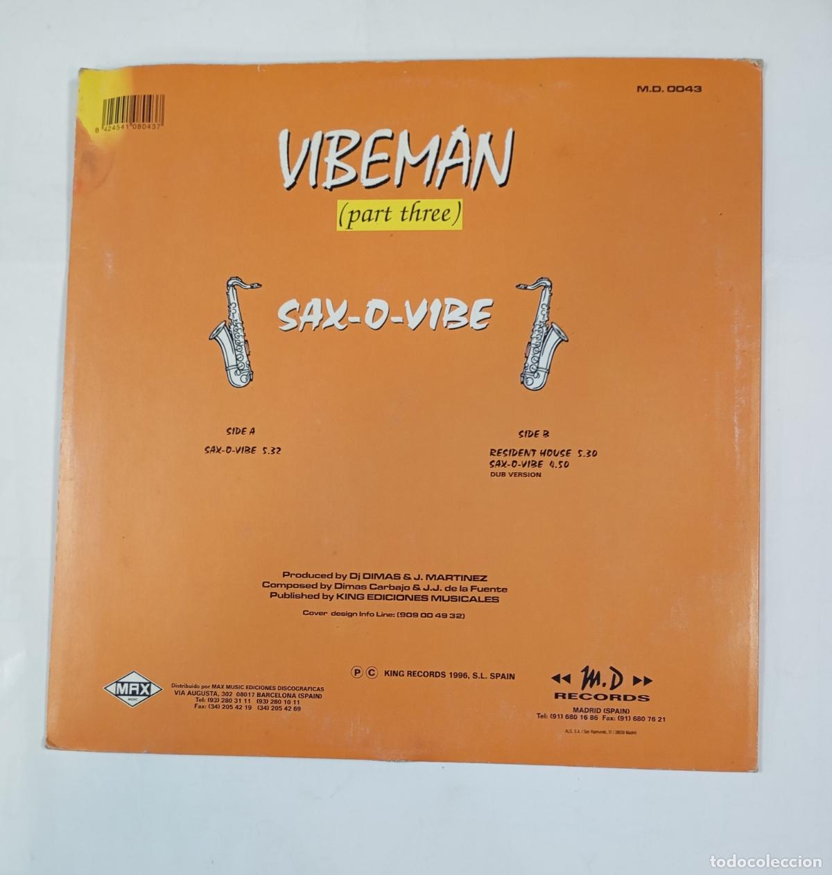 Discos de vinilo: Vibeman (Part Three) - Sax-O-Vibe. Maxi-Single. TDKDA10 - Foto 2