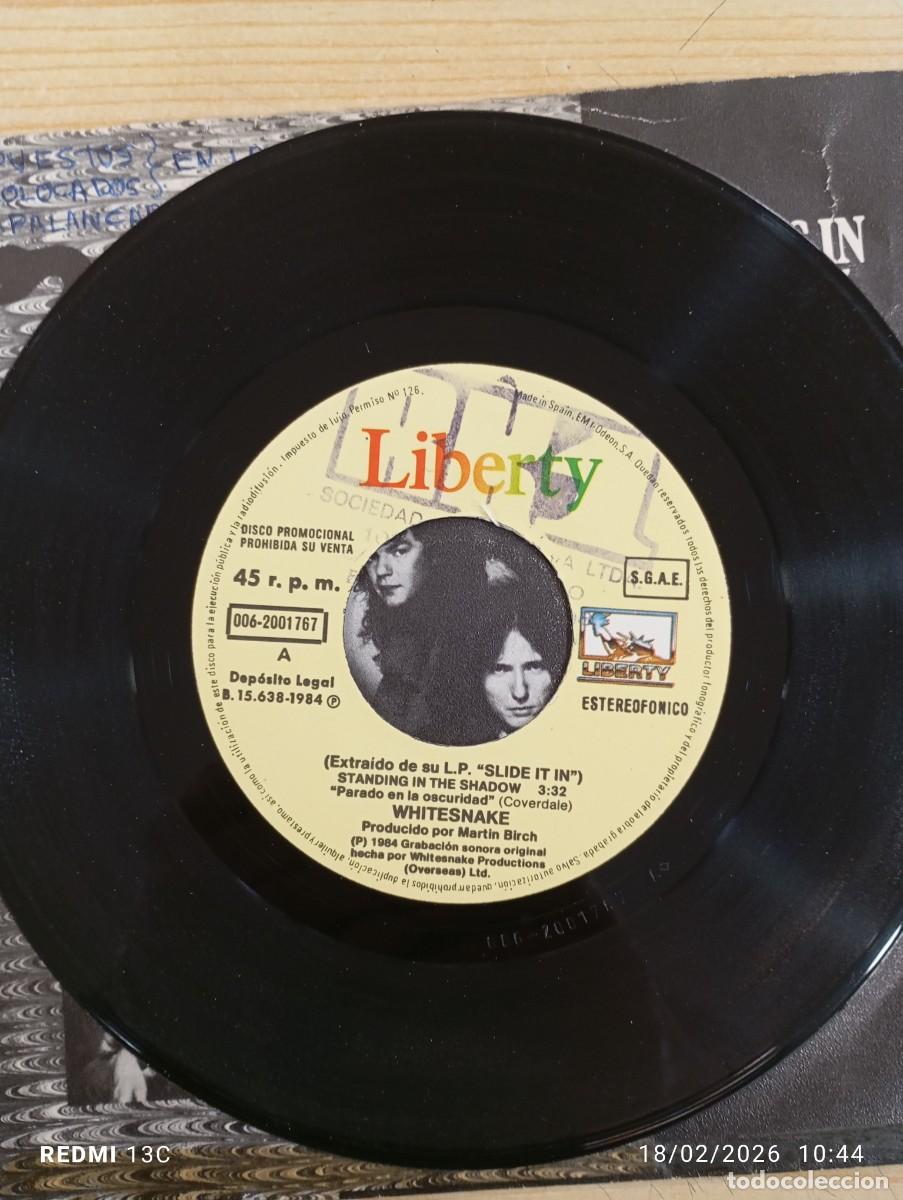 Discos de vinilo: SINGLE WHITESNAKE STANDING IN THE SHADOW / ALLOR NOTHING - Foto 6