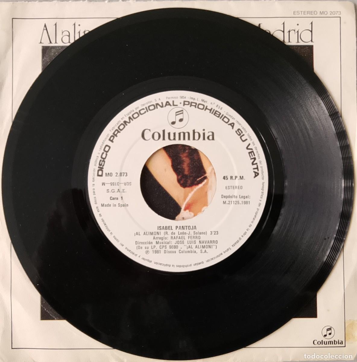 Discos de vinilo: Isabel Pantoja. Al alim&oacute;n. Vinilo single. - Foto 3