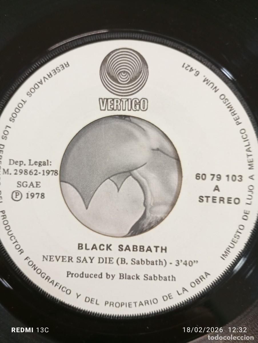 Discos de vinilo: SINGLE BLACK SABBATH NEVER SAY DIE / SHES GONE - Foto 6