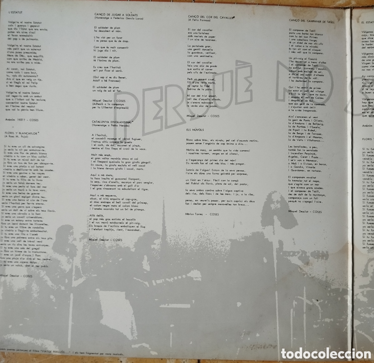 Discos de vinilo: Coses - Perqu&egrave; no sapagui laire - LP - Foto 5