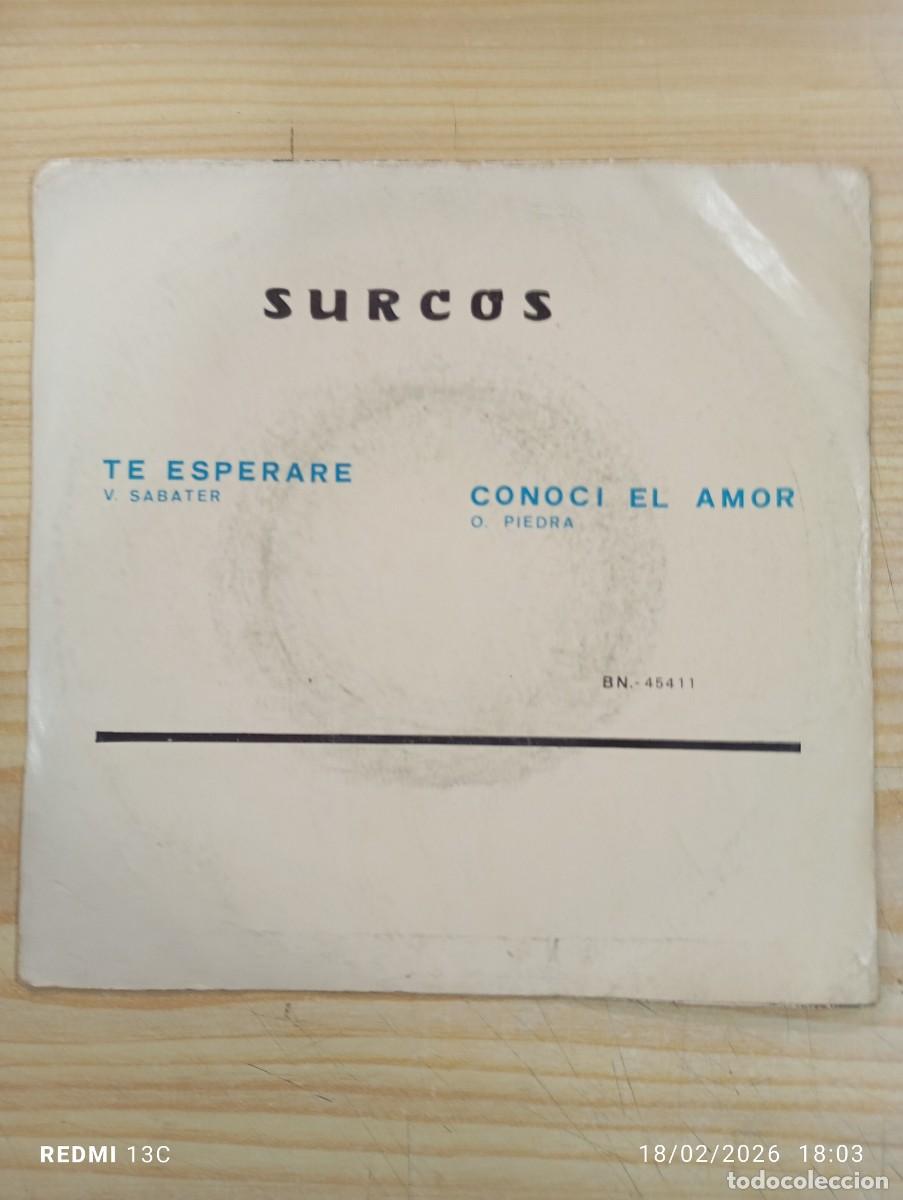 Discos de vinilo: SINGLE LOS SURCOS TE ESPERARE / CONOCI EL AMOR - Foto 3