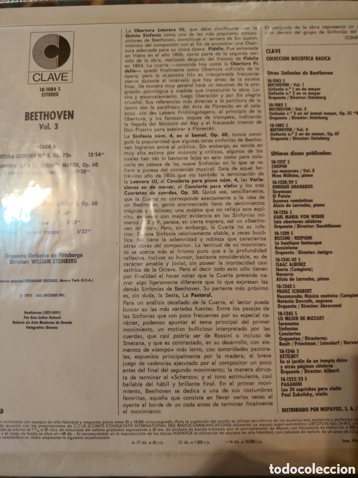 Discos de vinilo: Beethoven Sinfon&iacute;a 4 en si bemol - Foto 2