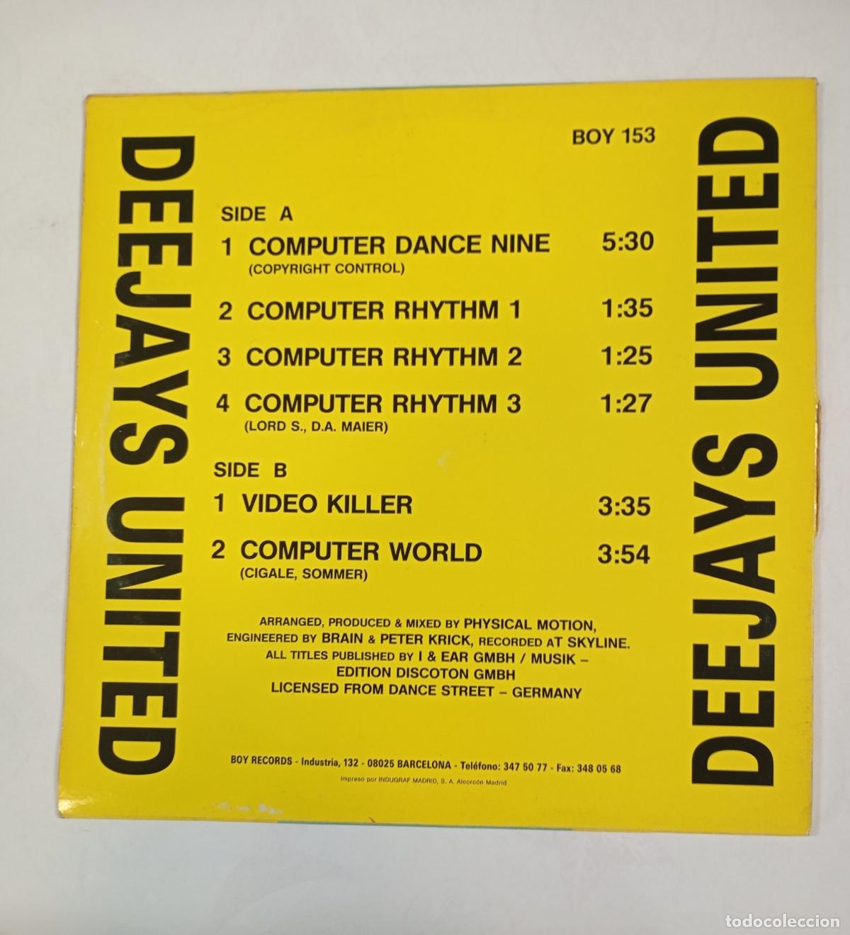 Discos de vinilo: Computer Dance Nine. Deejays United. MAXI-SINGLE. TDKDA84 - Foto 2