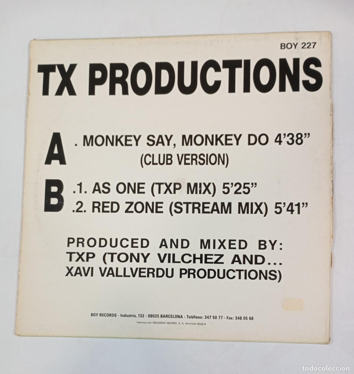 Discos de vinilo: TX Productions &lrm;&ndash; Monkey Say, Monkey Do. MAXI-SINGLE. TDKDA84 - Foto 2