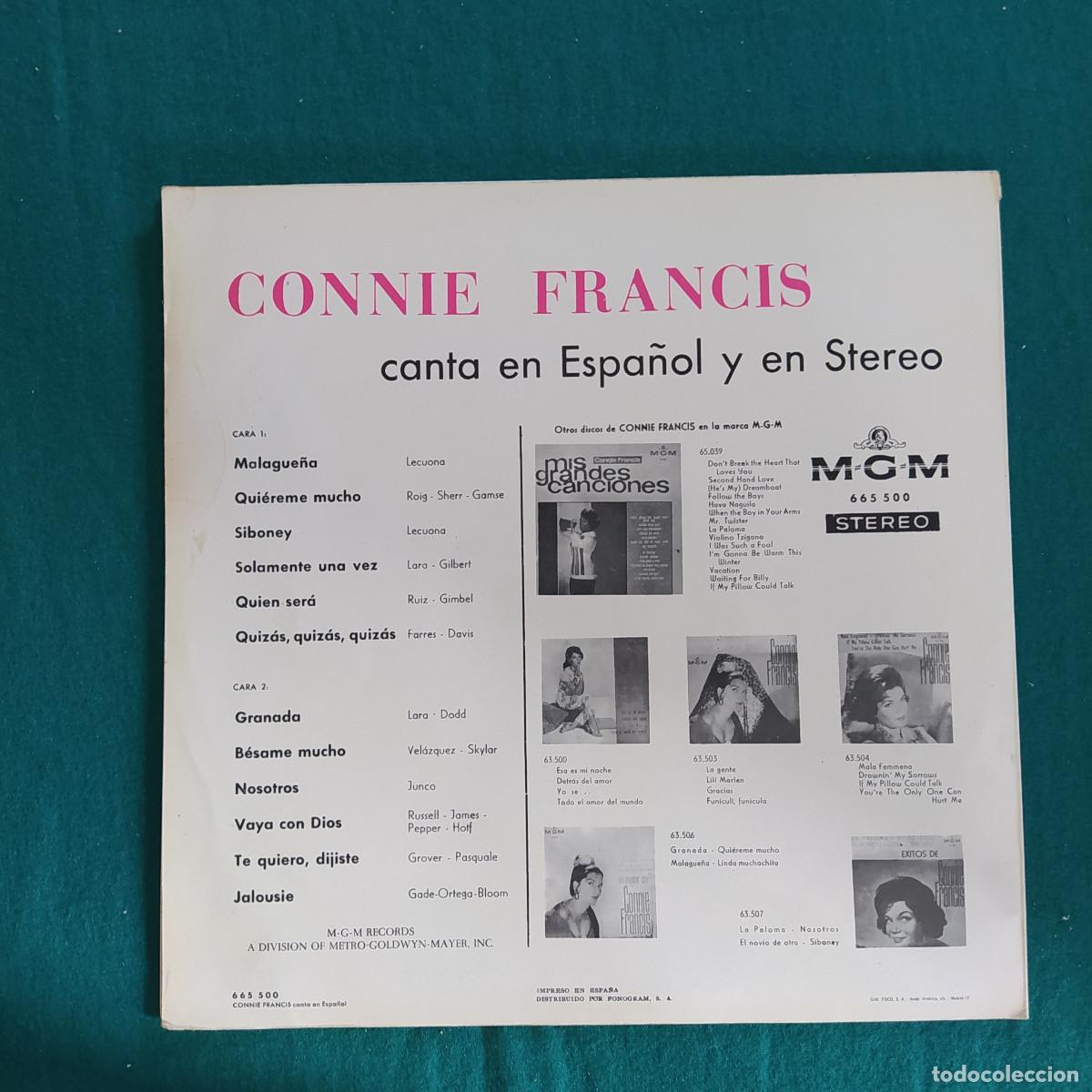 Discos de vinilo: Connie Francis &ndash; Canta En Espa&ntilde;ol Y En Stereo - Foto 2