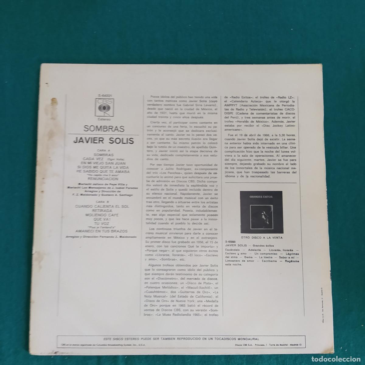 Discos de vinilo: Javier Sol&iacute;s &ndash; Sombras - Foto 2