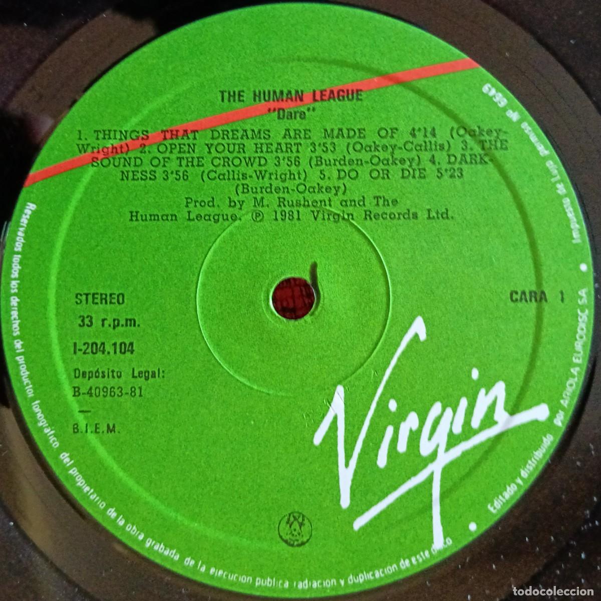 Discos de vinilo: THE HUMAN LEAGUE ** Dare! ** VINILO LP 1981 - Foto 3