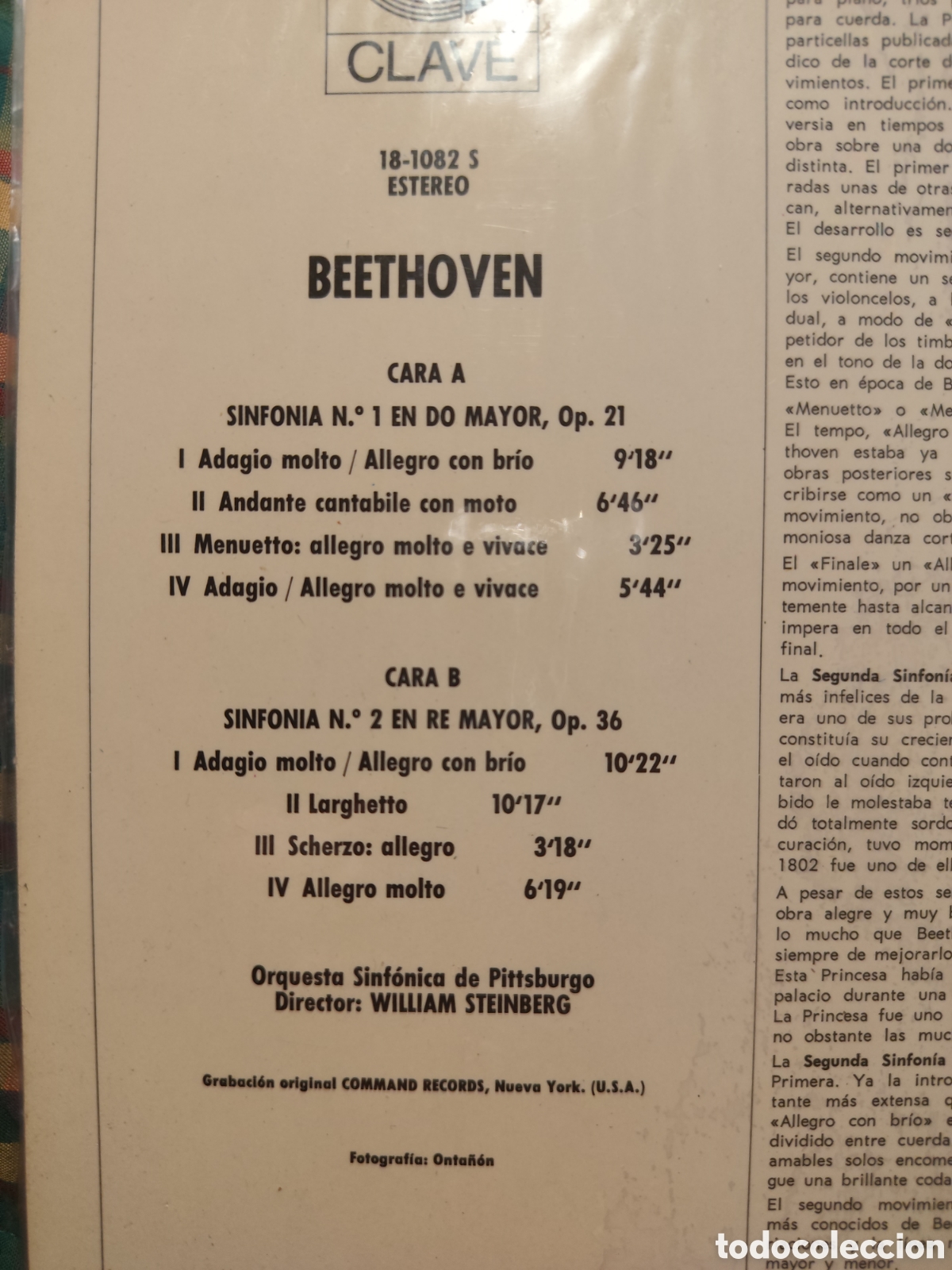 Discos de vinilo: Beethoven Sinfon&iacute;a 1 y 2 - Foto 3