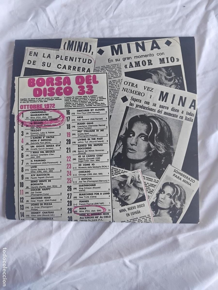 Discos de vinilo: MINA. CINQUEMILAQUARANTATRE. LP EMI 1972. - Foto 2