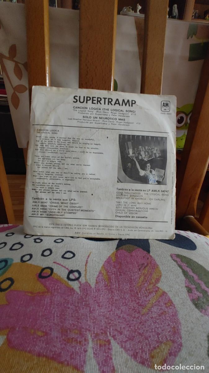 Discos de vinilo: SUPERTRAMP-SINGLE CANCION LOGICA-PORT.REGULAR - Foto 2
