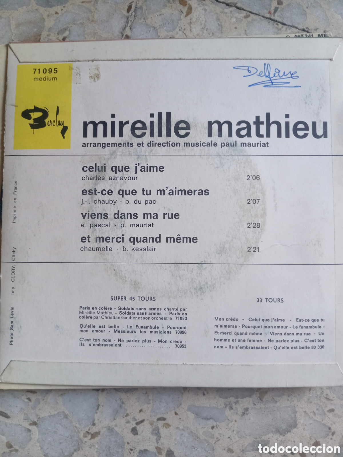 Discos de vinilo: EP MIREILLE MATHIEU CELUI QUE J&acute;AIME FRANCIA - Foto 2