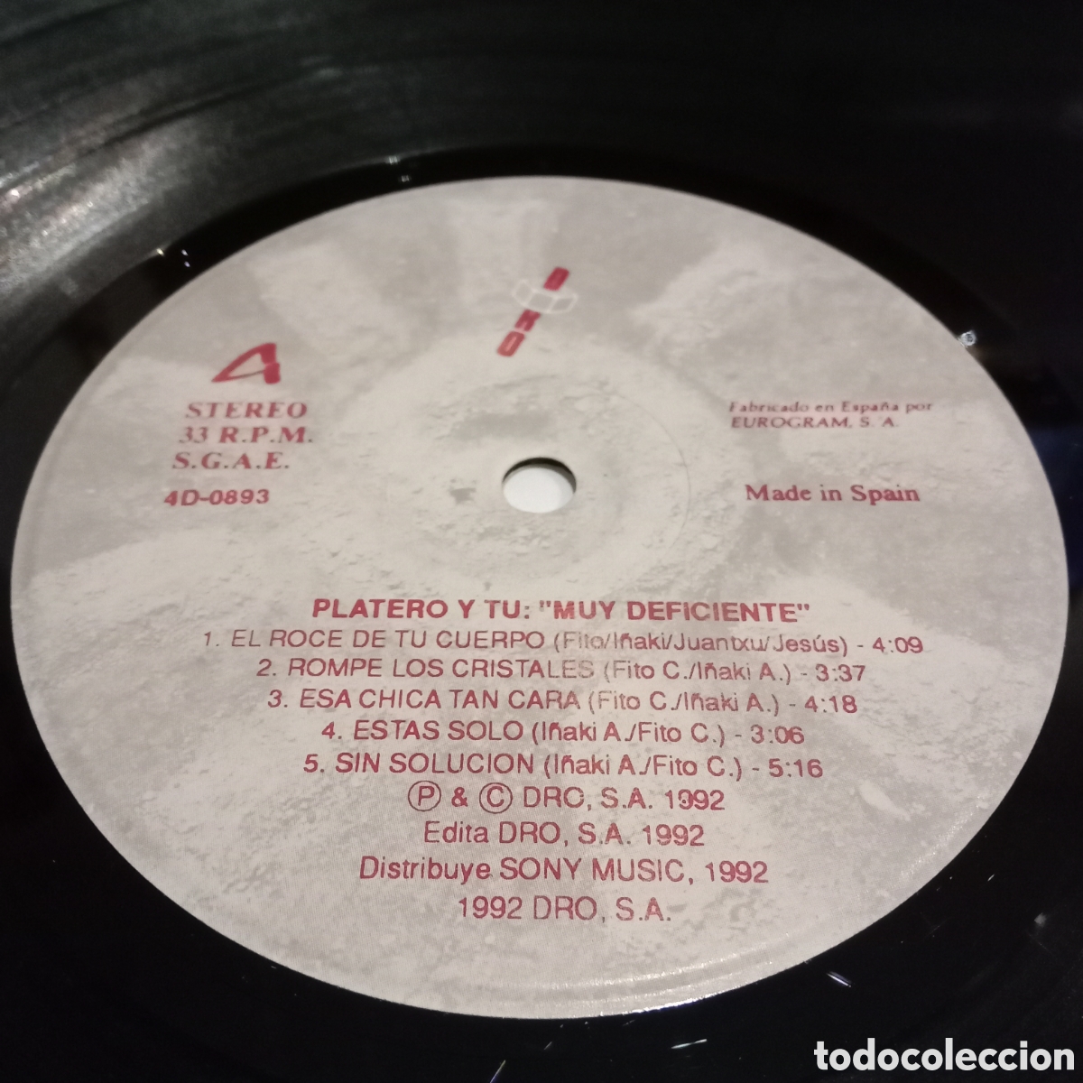 Discos de vinilo: PLATERO Y TU - MUY DEFICIENTE - LP - Foto 3