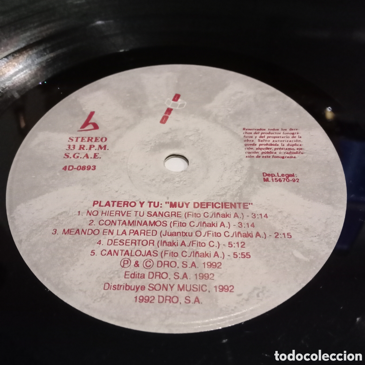 Discos de vinilo: PLATERO Y TU - MUY DEFICIENTE - LP - Foto 4