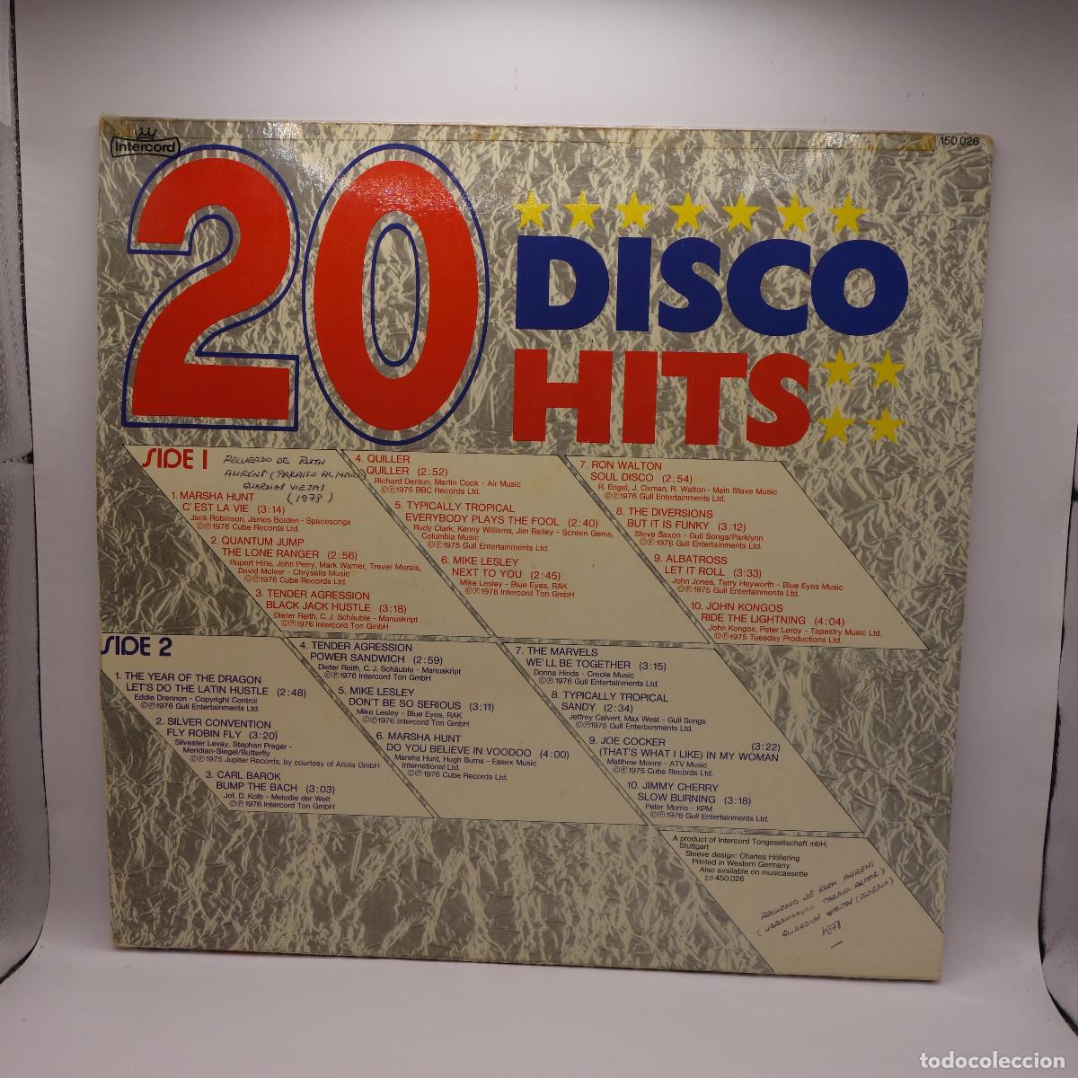 Discos de vinilo: 20 DISCO HITS - INTERCORD - Foto 2