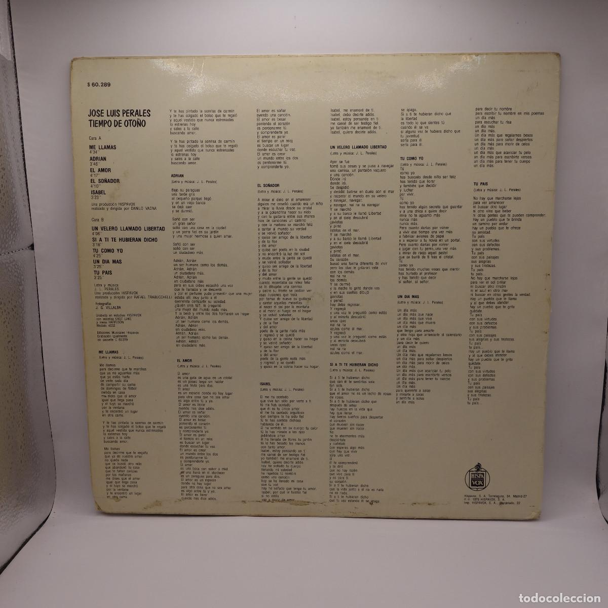 Discos de vinilo: JOSE LUIS PERALES - TIEMPO DE OTO&Ntilde;O - Foto 2