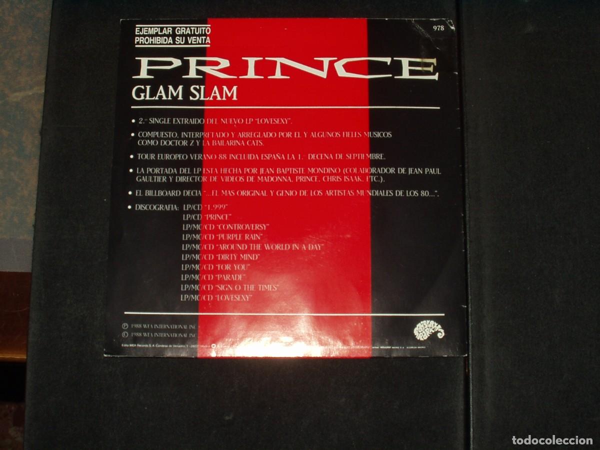 Discos de vinilo: PRINCE SINGLE GLAM SLAM PROMO - Foto 2
