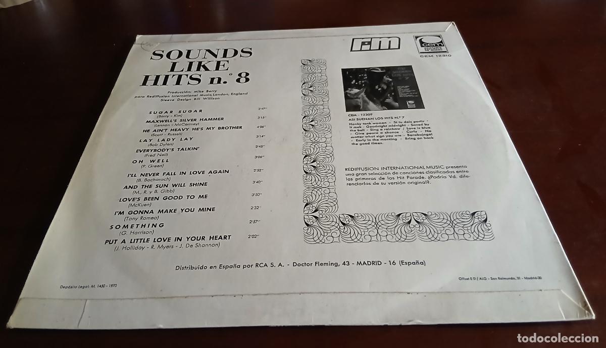 Discos de vinilo: SOUNDS LIKE HITS N&ordm; 8 - LP - 1969 - Foto 2