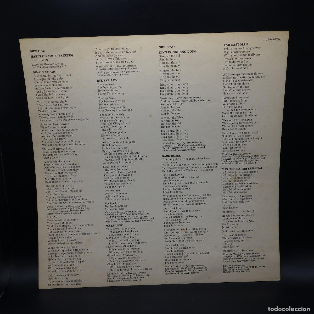 Discos de vinilo: GEORGE HARRISON - DARK HORSE - Foto 10