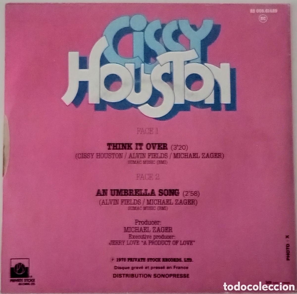 Discos de vinilo: CISSY HOUSTON - Think it over (1978) disco de vinilo single - Foto 2