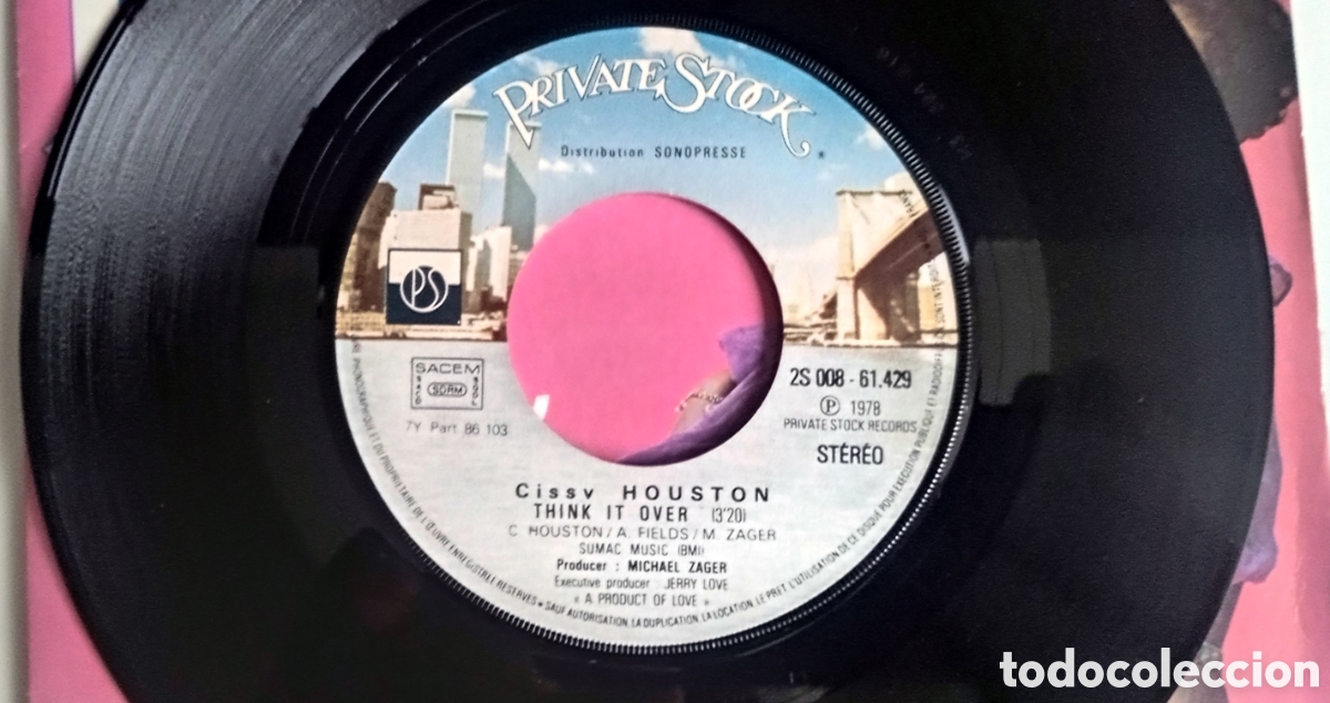 Discos de vinilo: CISSY HOUSTON - Think it over (1978) disco de vinilo single - Foto 4