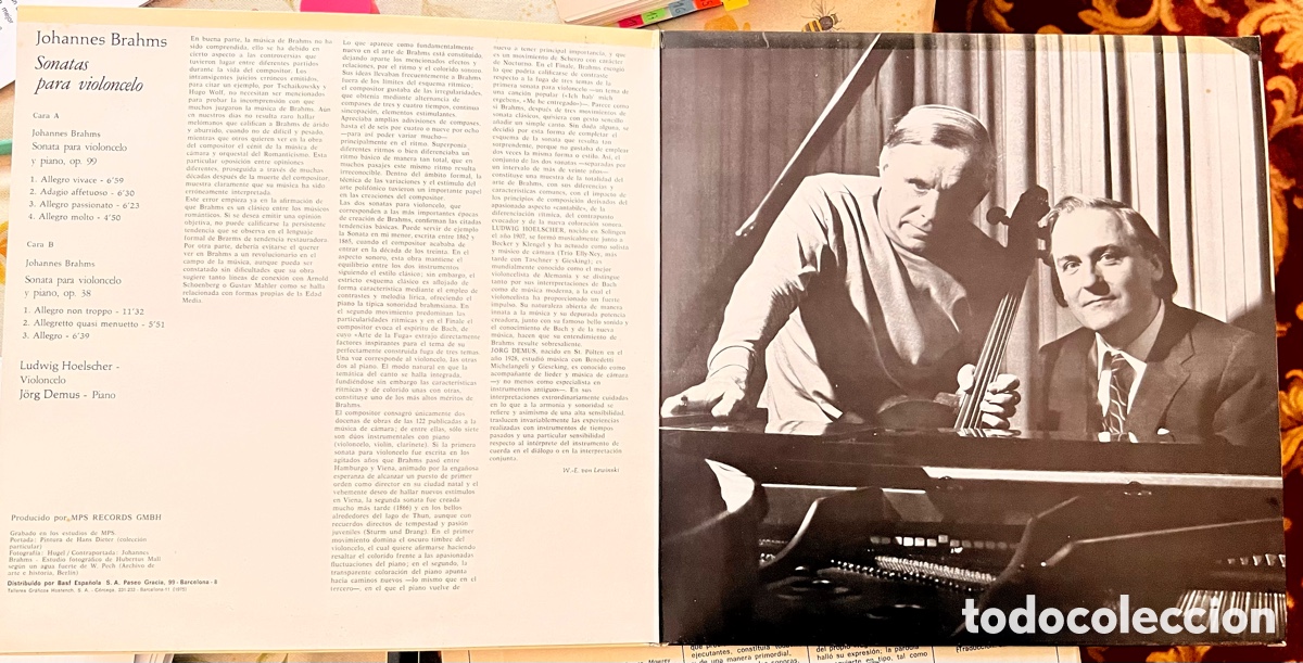 Discos de vinilo: Brahms, cello sonatas. Hoelscher - Foto 3