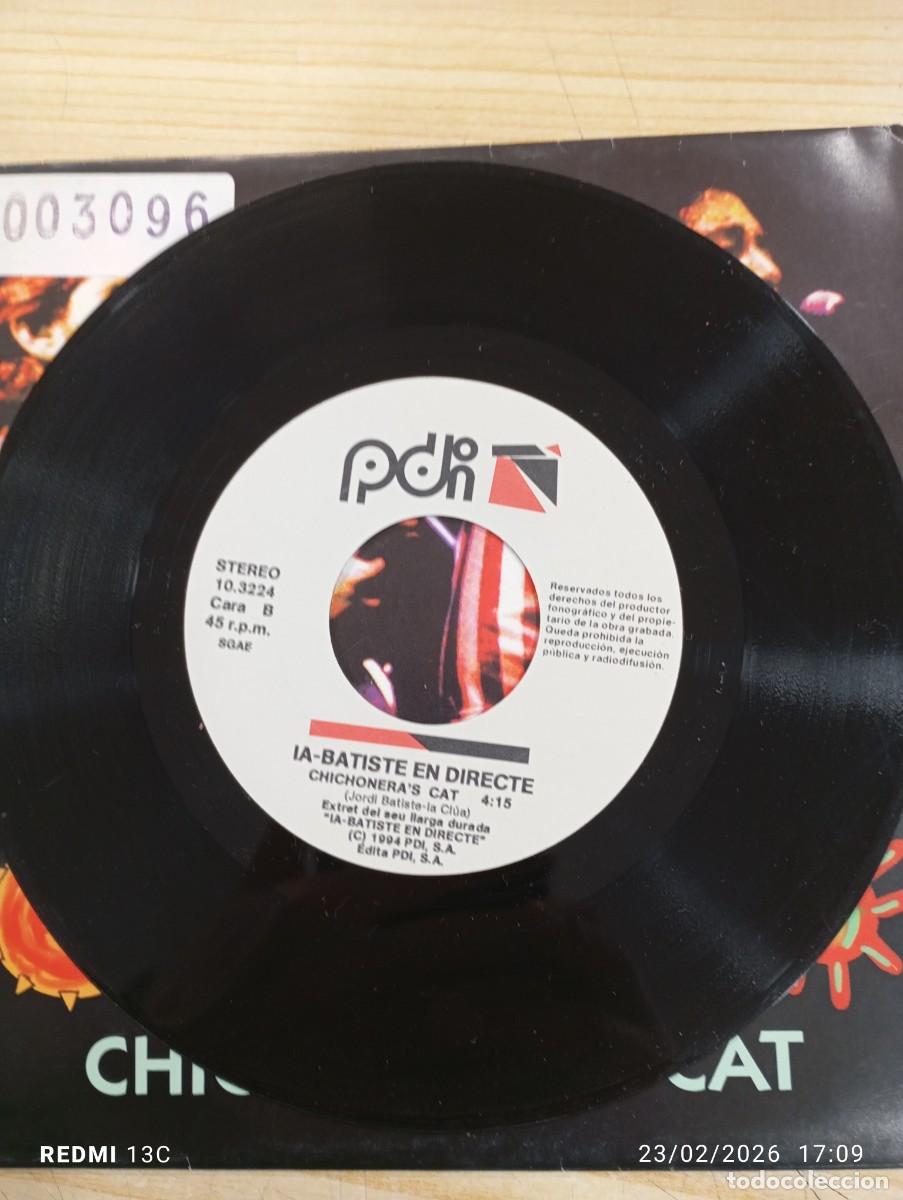 Discos de vinilo: SINGLE IA BATISTE EN DIRECTE CHICHONERAS CAT - Foto 5