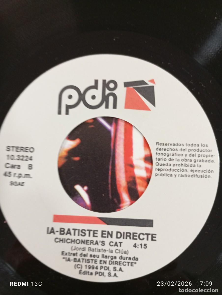 Discos de vinilo: SINGLE IA BATISTE EN DIRECTE CHICHONERAS CAT - Foto 6