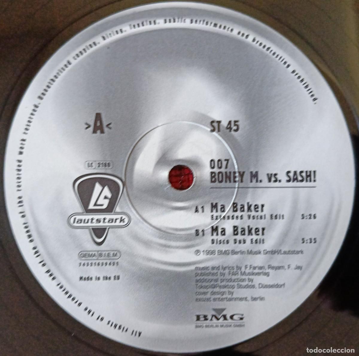 Discos de vinilo: BONEY M. Vs. SASH ** Ma Baker ** MAXI SINGLE VINILO 1998 - Foto 3