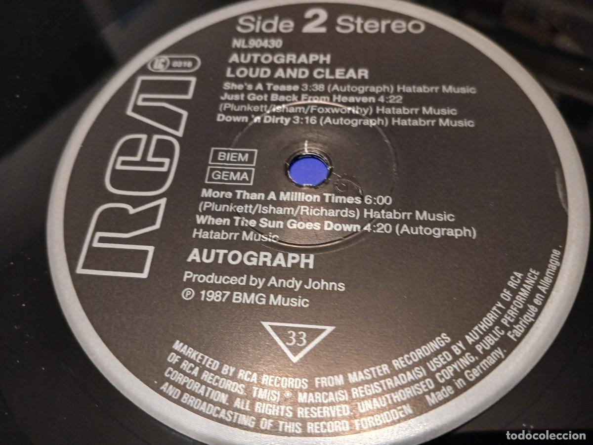 Discos de vinilo: Autograph &lrm;&ndash; Loud And Clear- (1987) LP disco vinilo - Foto 2