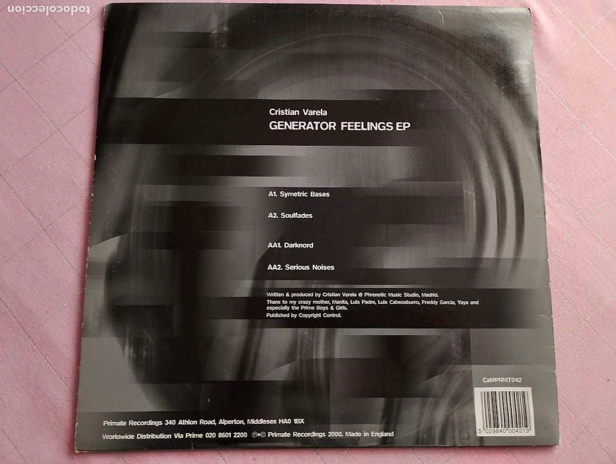 Discos de vinilo: Cristian Varela &lrm;&ndash; Generator Feelings EP 2000 Electronic Techno - Foto 4