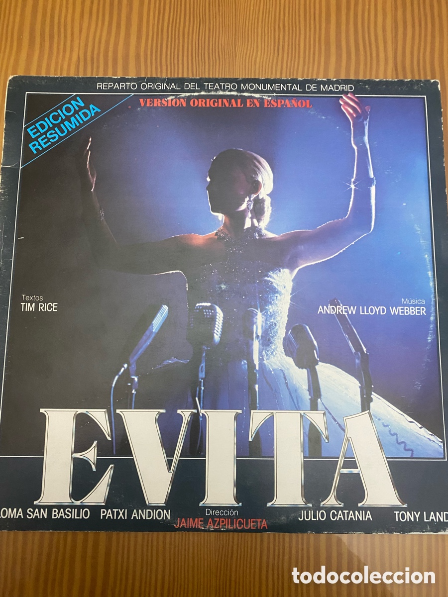 Discos de vinilo: Disco de Vinilo (LP) Evita &ldquo;Version Original en Espa&ntilde;ol&rdquo; - Foto 1