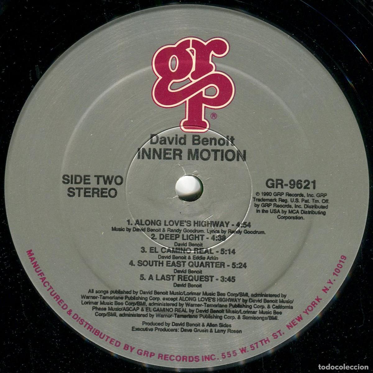 Discos de vinilo: David Benoit - Inner motion - LP US 1990 - GRP &lrm;GR-9621 - Foto 4