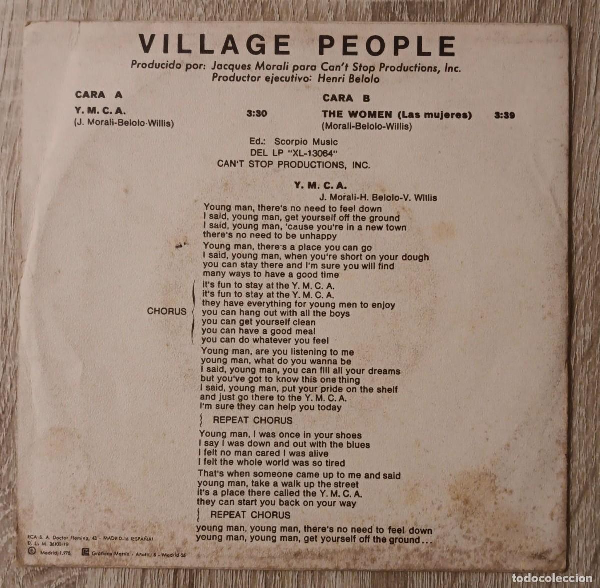 Discos de vinilo: SINGLE DISCO VINILO VILLAGE PEOPLE RCA 1978 - Foto 3