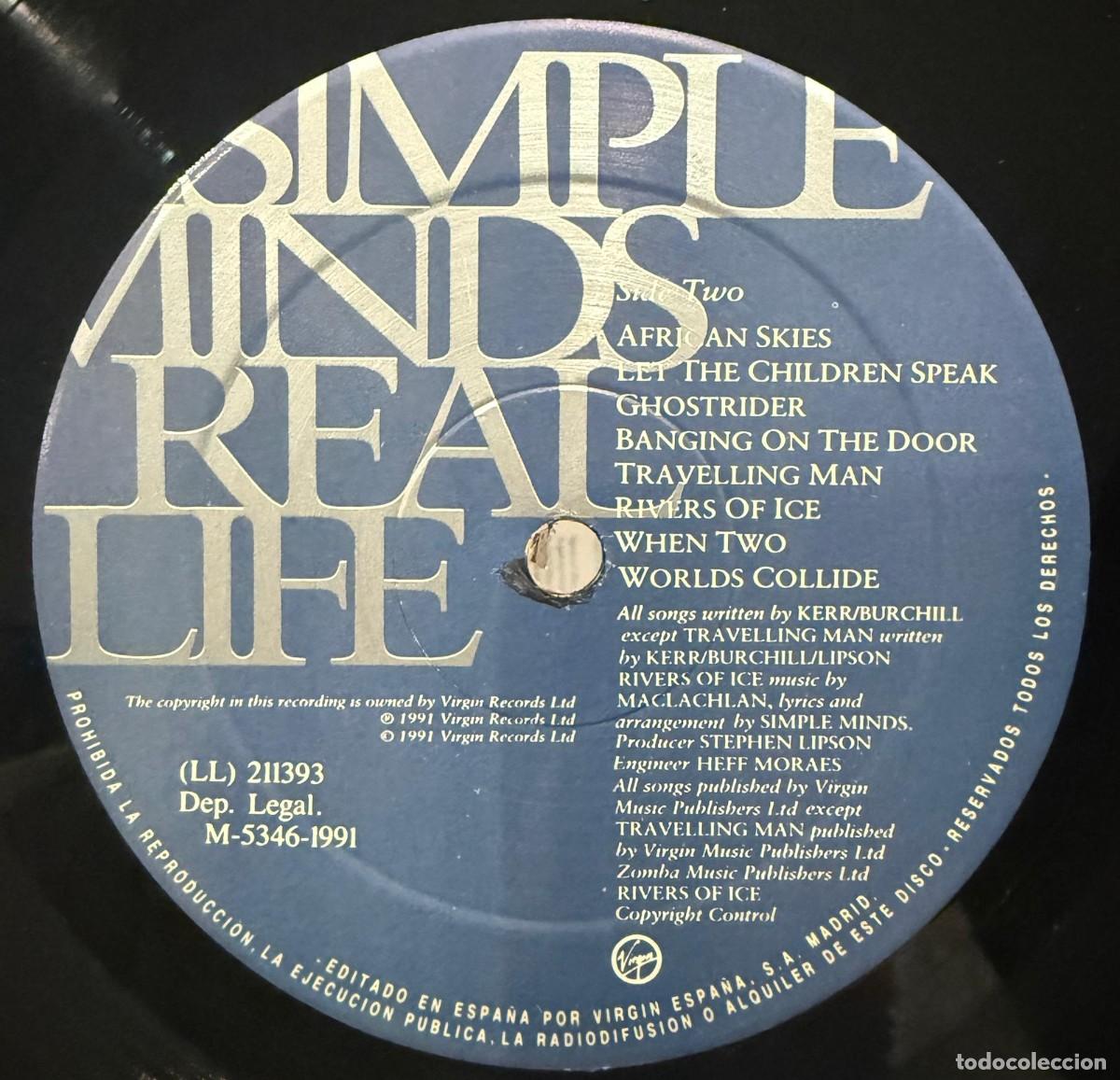 Discos de vinilo: Simple Minds &lrm;&ndash; Real Life. Disco vinilo. Edic. Spain. 1991 - Foto 3