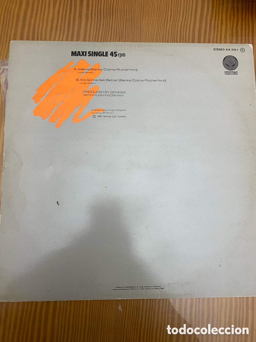 Discos de vinilo: Disco de Vinilo (Maxi) Genesis &ldquo;Mama&rdquo; - Foto 2