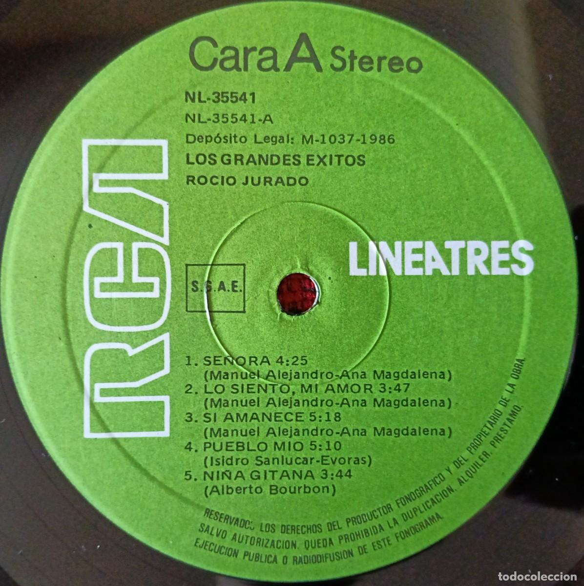 Discos de vinilo: ROCIO JURADO ** Los Grandes Exitos ** VINILO LP 1986 - Foto 3