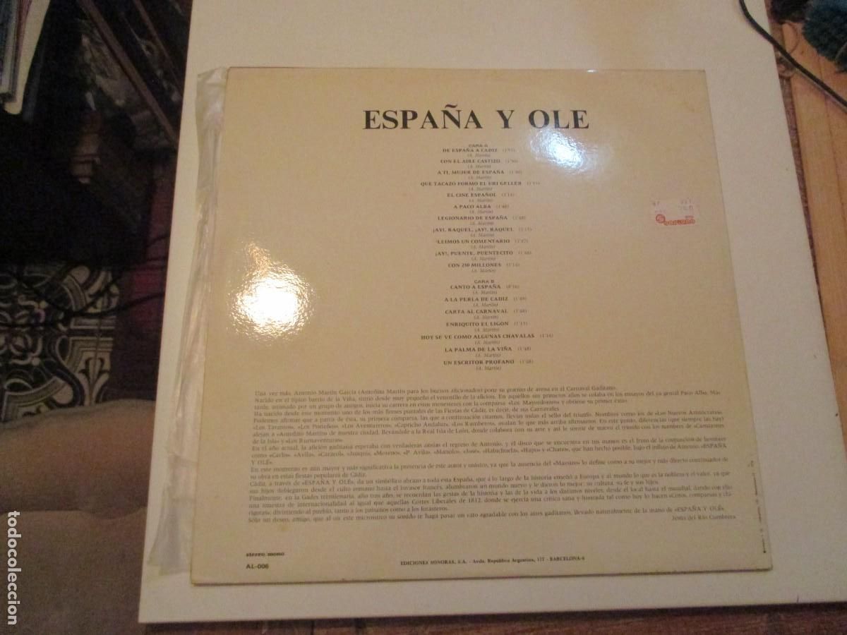 Discos de vinilo: Espa&ntilde;a y &oacute;le ( carnaval gaditano) Z579 - Foto 2