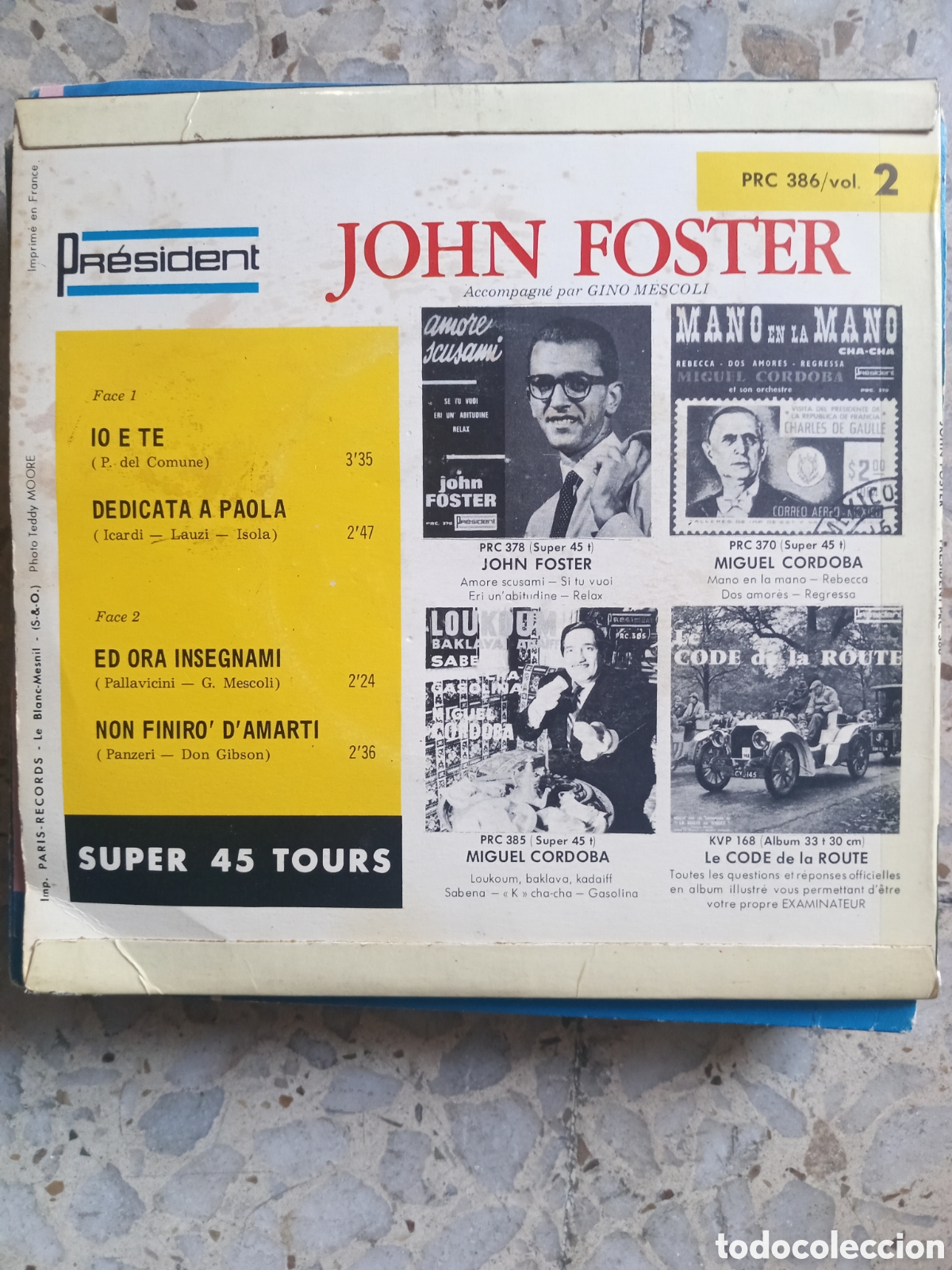 Discos de vinilo: EP JOHN FOSTER IO E TE 1963 FRANCIA - Foto 2