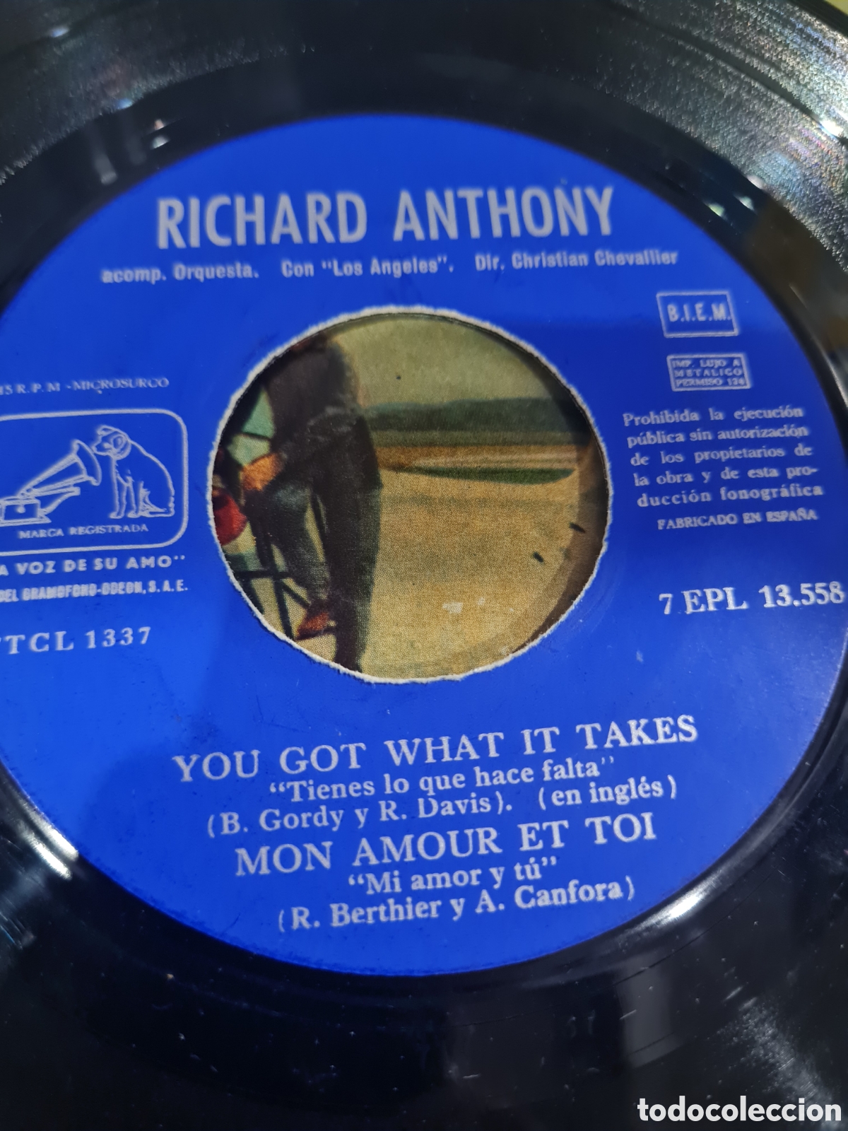 Discos de vinilo: RICHARD ANTHONY SINGELS,1961 - Foto 3