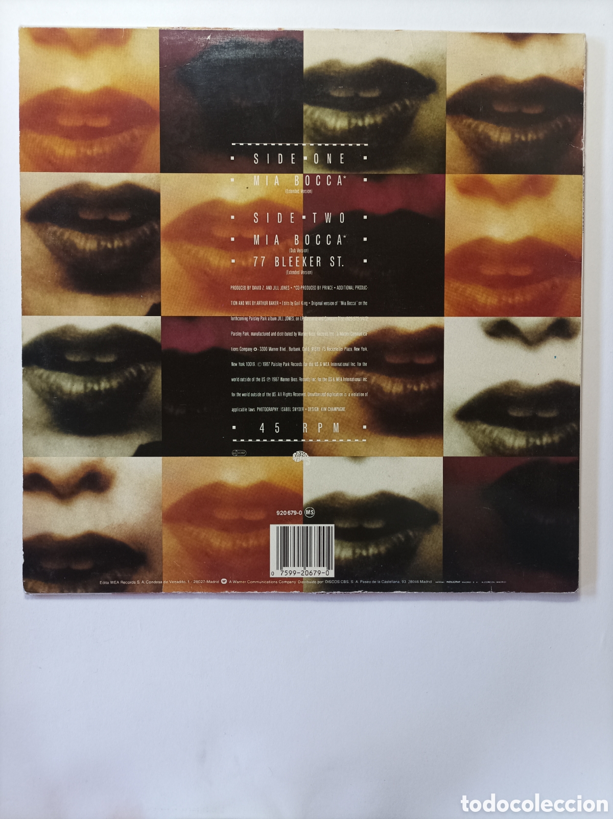 Discos de vinilo: JILL JONES. MIA BOCCA. WARNER. MAXI SINGLE DISCO VINILO. - Foto 2