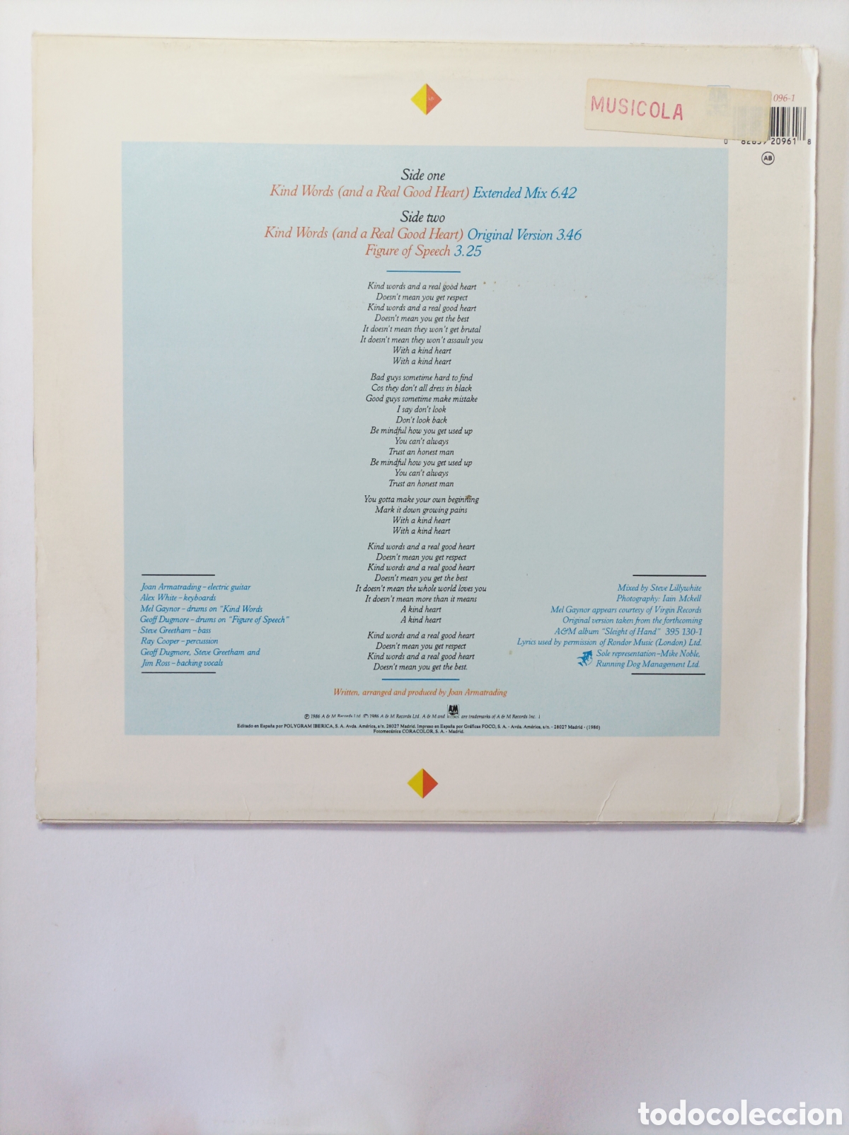 Discos de vinilo: JOAN ARMATRADING. MAXI SINGLE DISCO VINILO. - Foto 2