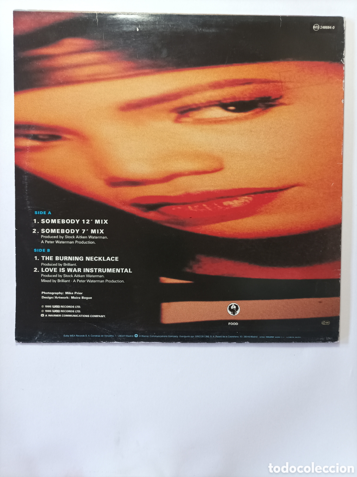 Discos de vinilo: BRILLIANT. SOMEBODY. WEA. MAXI SINGLE DISCO VINILO. - Foto 2