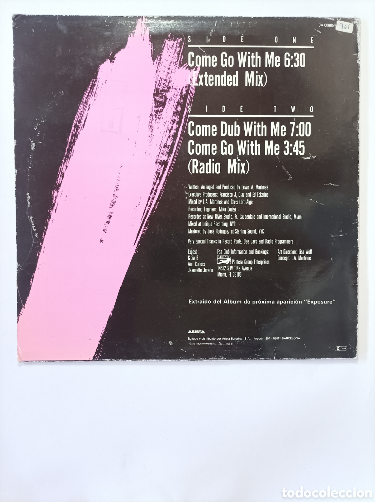 Discos de vinilo: EXPOSE. COME GO WITH ME. ARISTA. MAXI SINGLE DISCO VINILO. - Foto 2
