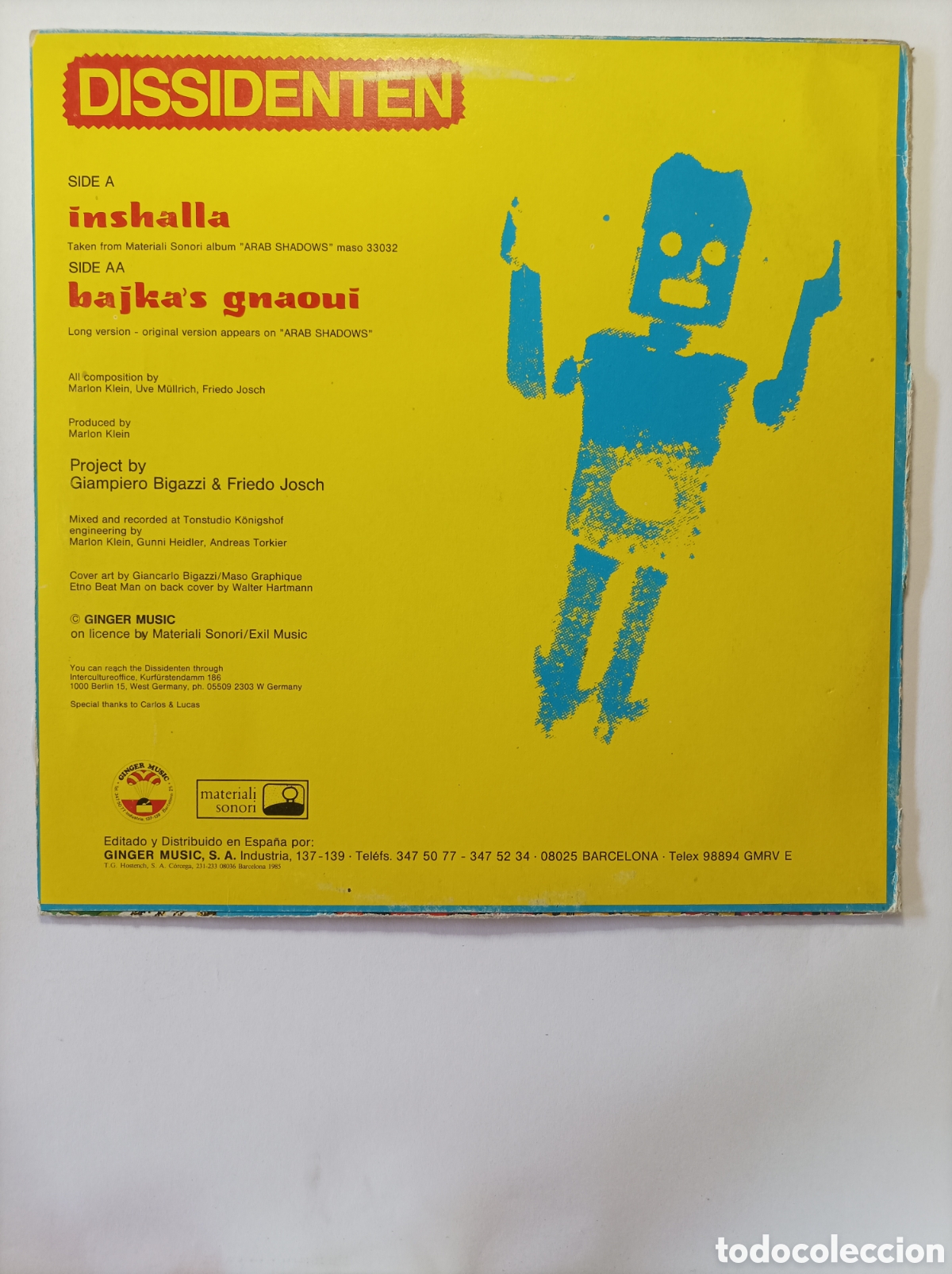 Discos de vinilo: DISSIDENTEN. GINGER MUSIC. MAXI SINGLE DISCO VINILO. - Foto 2