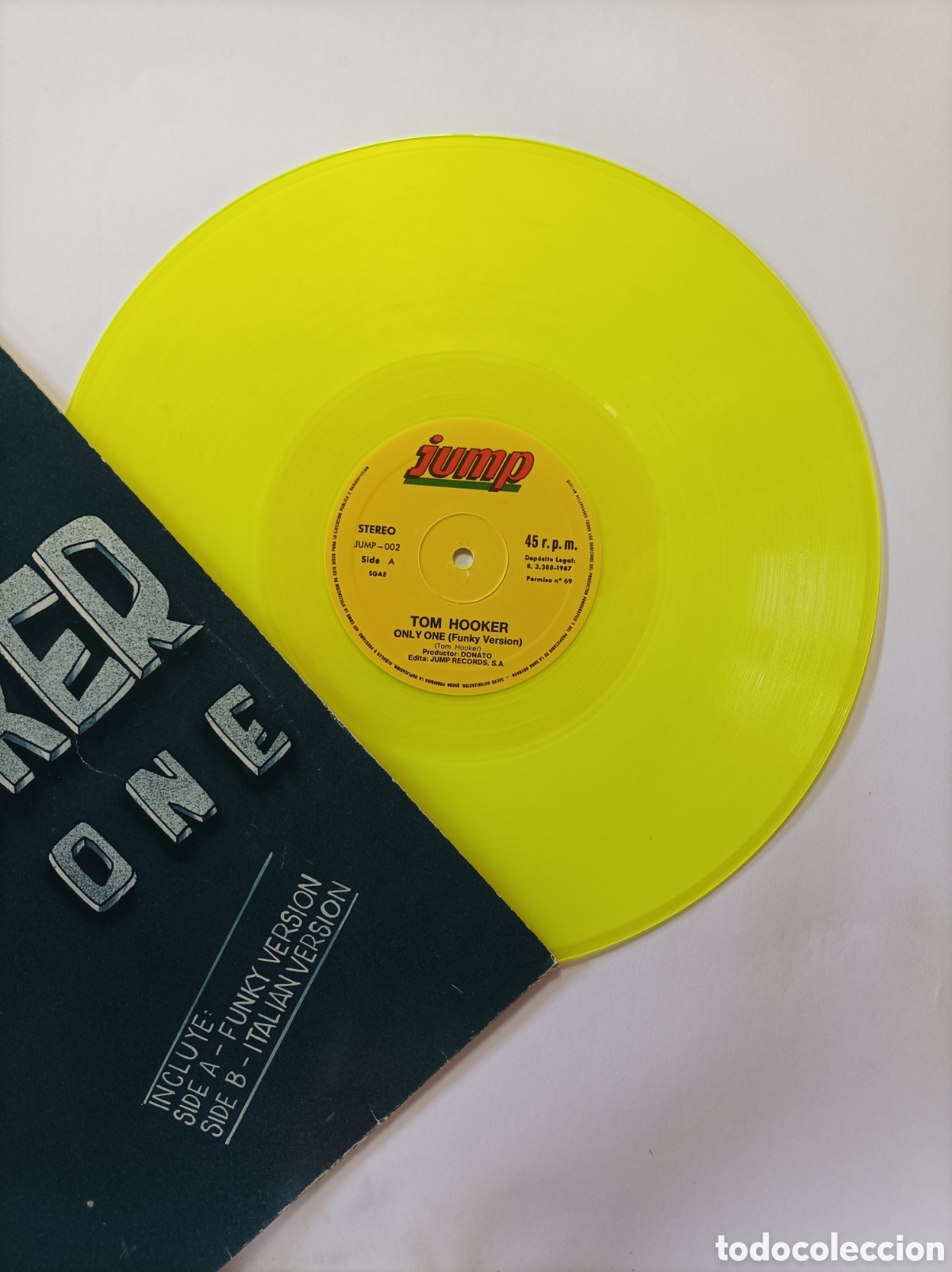 Discos de vinilo: TOM HOOKER. ONLY ONE. JUMP. MAXI SINGLE DISCO VINILO AMARILLO. - Foto 3